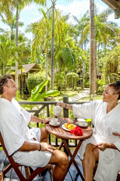 Couple enjoying Room Service Breakfast - Sunset at the Palms, Negril Jamaica