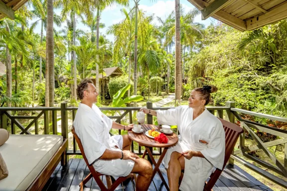 Couple enjoying Room Service Breakfast - Sunset at the Palms, Negril Jamaica